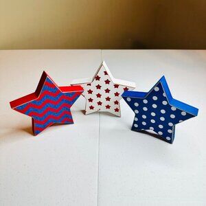 Set of 3 Patriotic star decorations Fourth of July patriotic tiered tray glitter